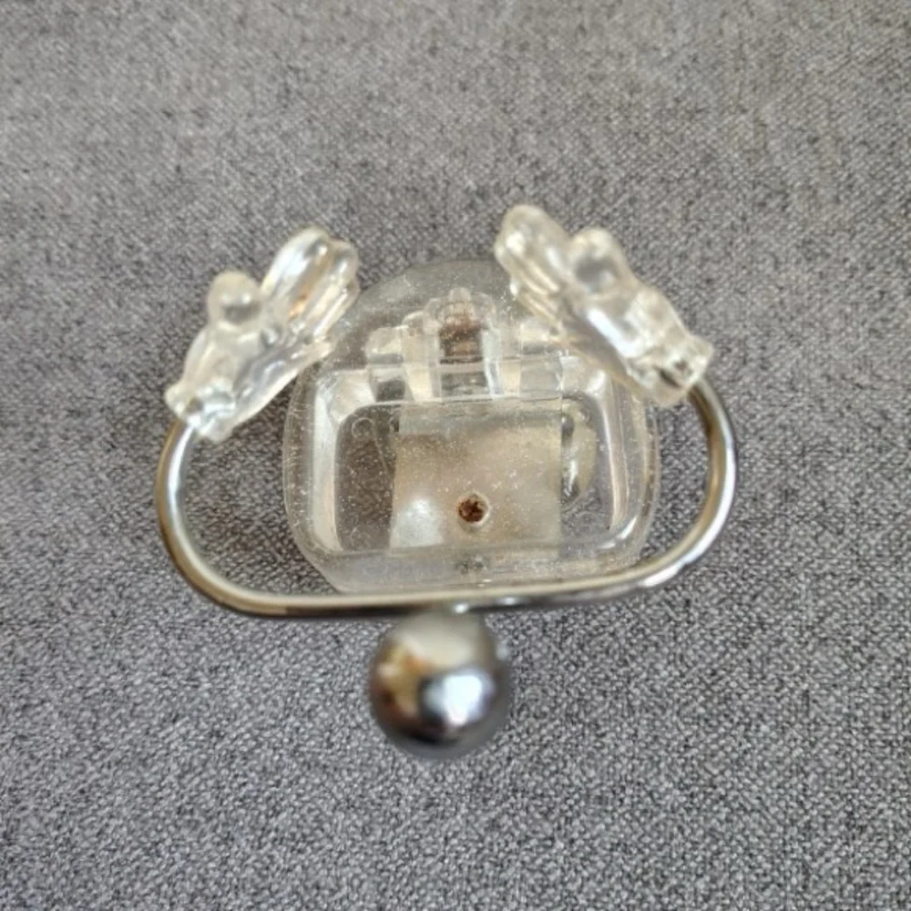Vtg Lucite MCM Ring Jewelry Holder Hand Feet Glitter Chrome Stand Funky 70s